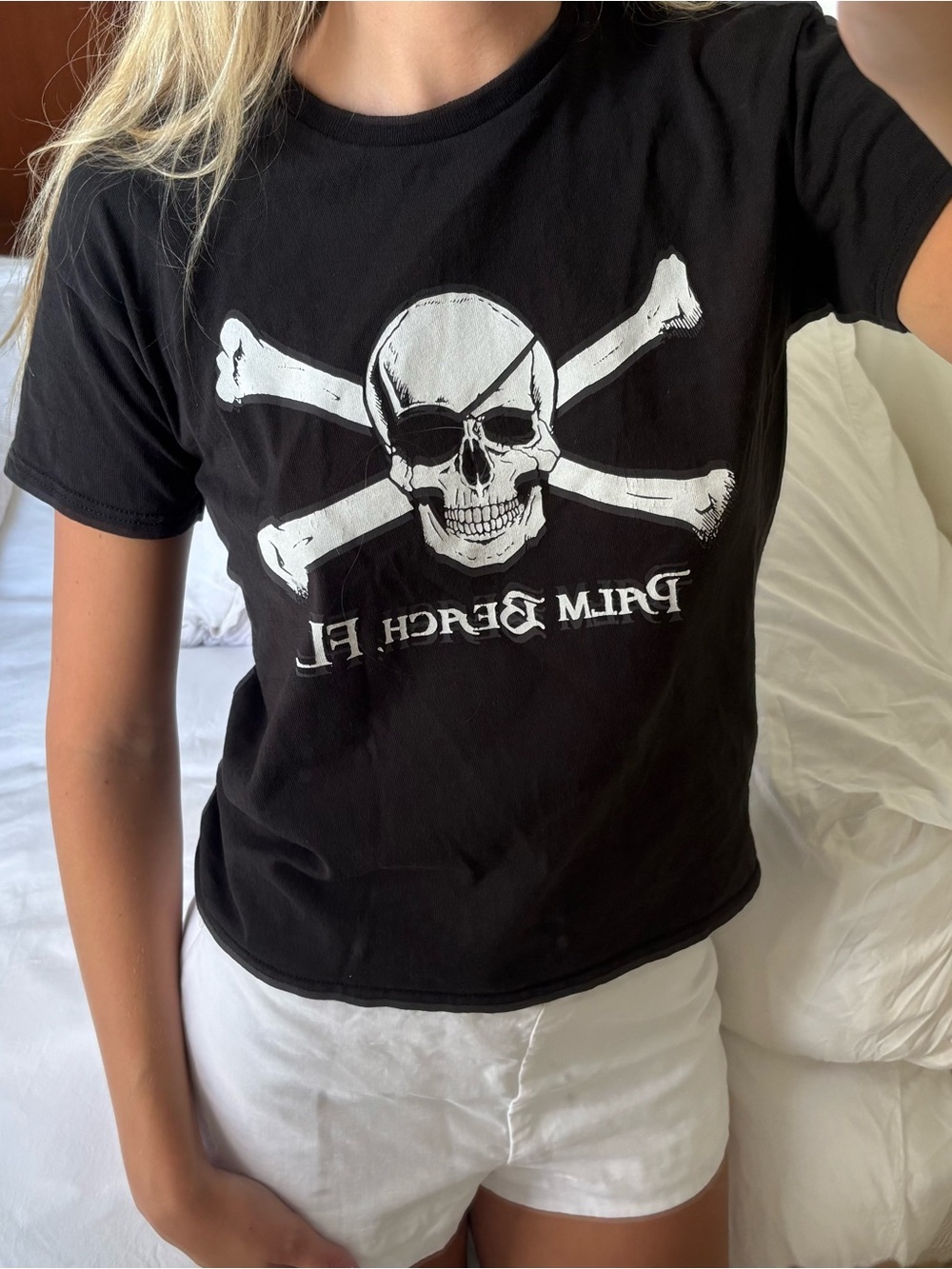 vintage Black Skull Graphic baby Tee
